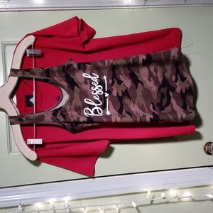 Women's No Boundaries S green army camo Blessed tank top